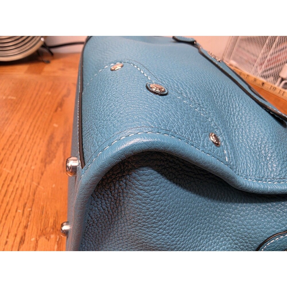 Coach Millie Satchel Pebbled Leather Turquoise Teal CE633 Excellent Condition - Picture 8 of 16